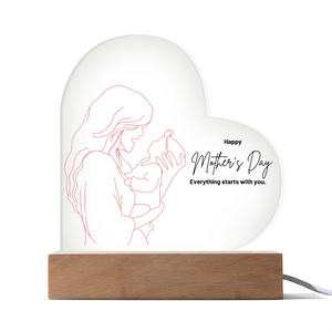 Everything Starts With You , Mother's Day Printed Heart Acrylic Plaque