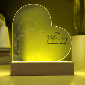 Everything Starts With You , Mother's Day Printed Heart Acrylic Plaque