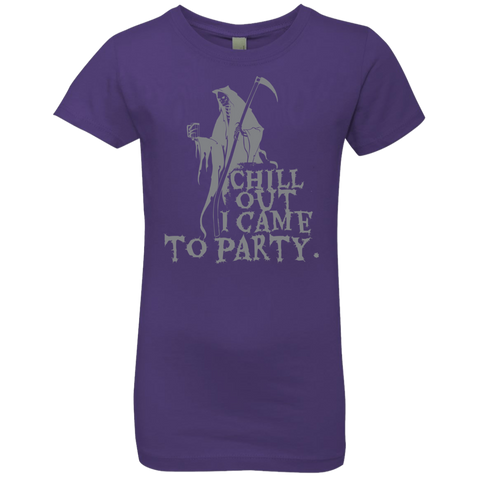 Image of Chill Out I Came To Party Grim Reaper T-Shirt Halloween Clothing (Girls) - DNA Trends