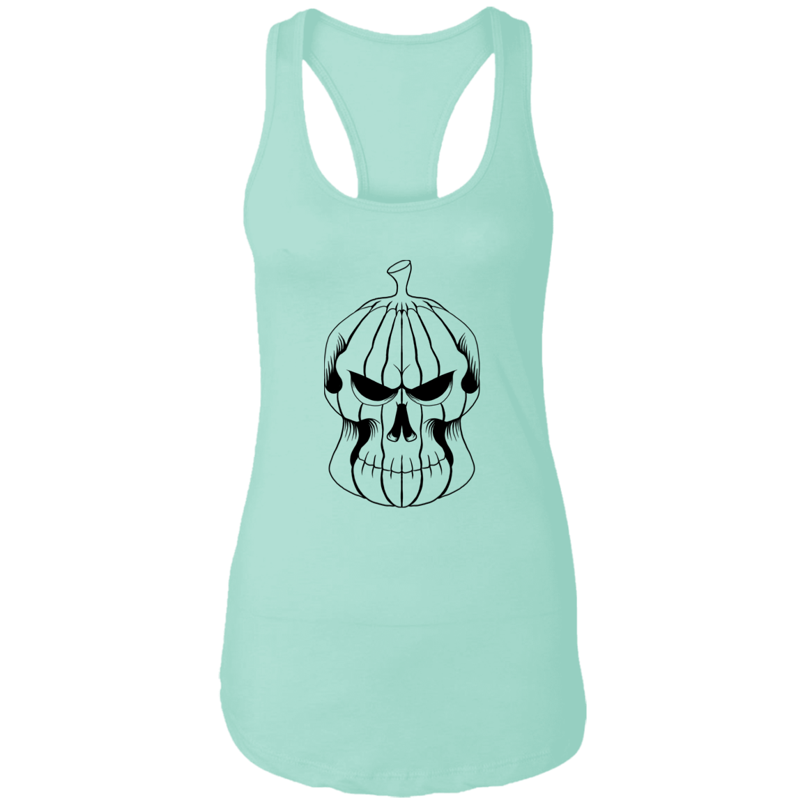 Pumpkin Skull Halloween Costume Ladies Ideal Racerback Tank - DNA Trends