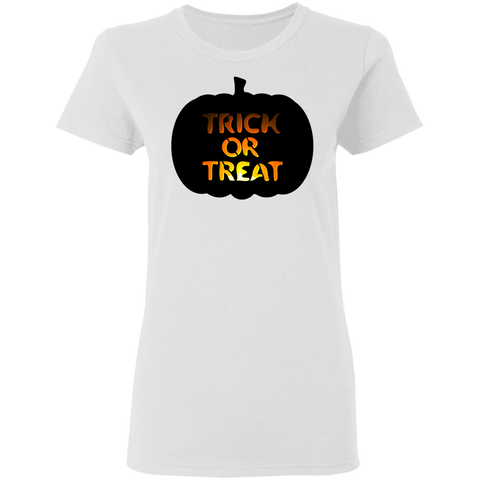 Image of Trick or Treat Pumpkin Halloween Ladies'  T-Shirt - DNA Trends