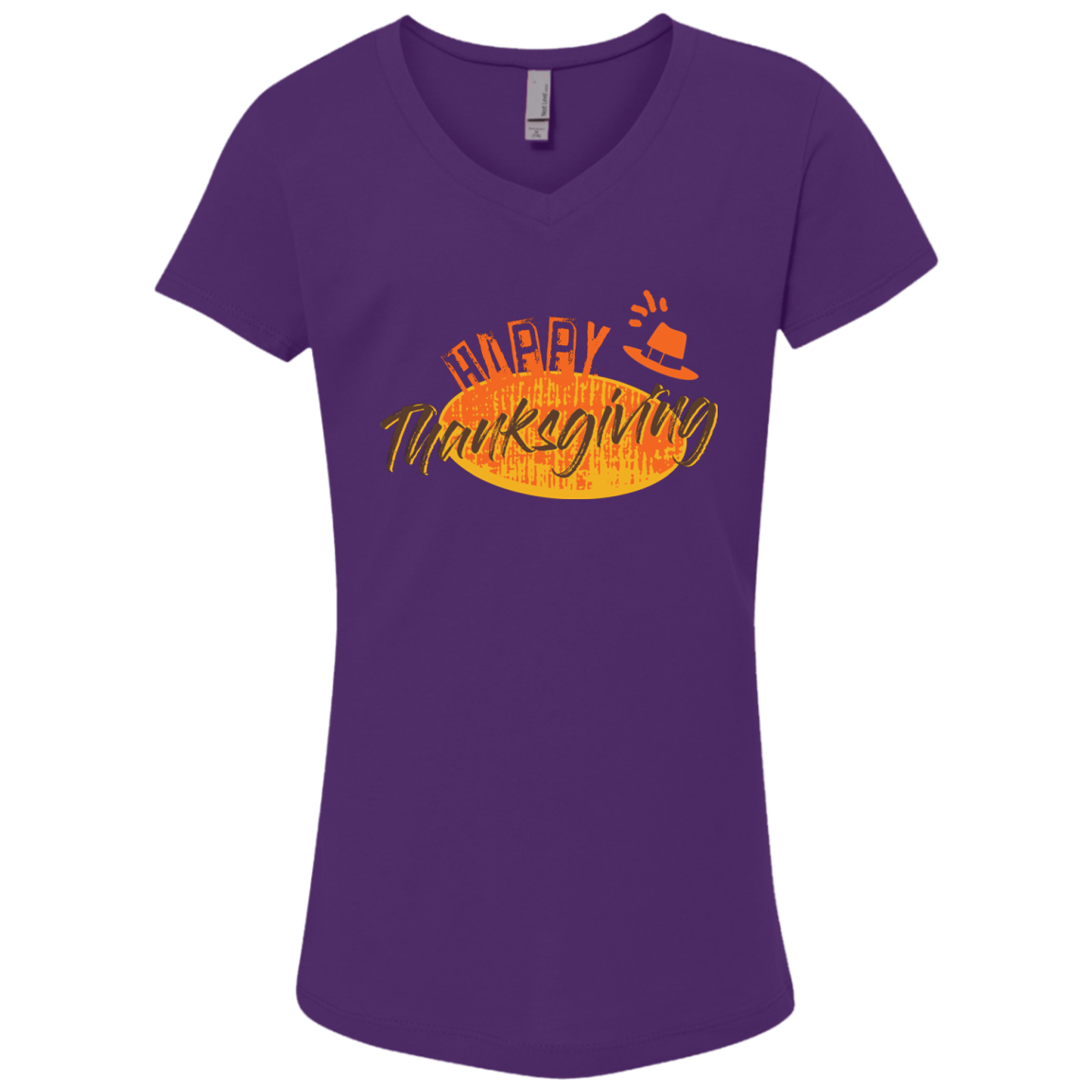Cool Happy Thanksgiving Girls' Princess V-Neck T-Shirt - DNA Trends