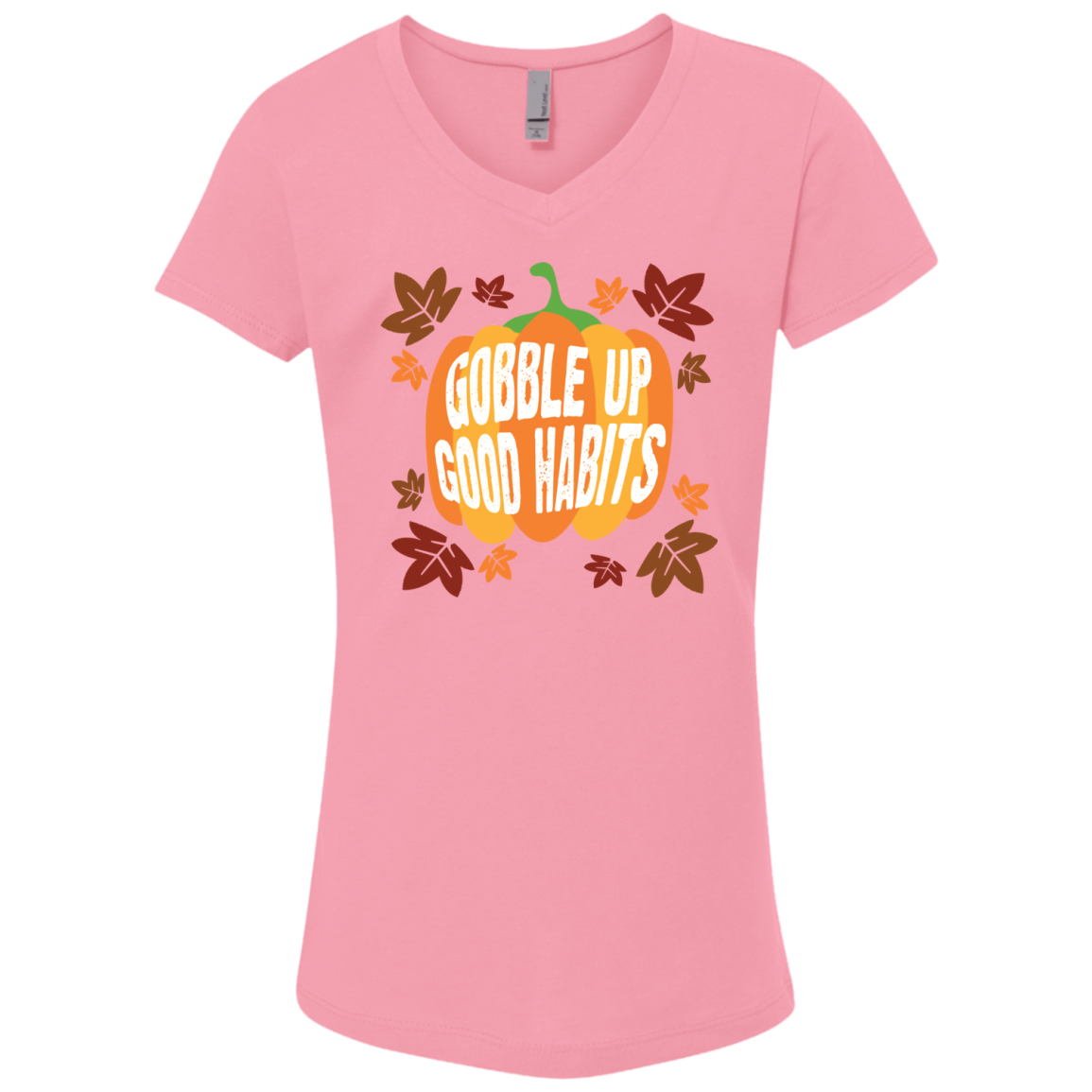 Gobble Up Good Habits Girls' Princess V-Neck T-Shirt - DNA Trends
