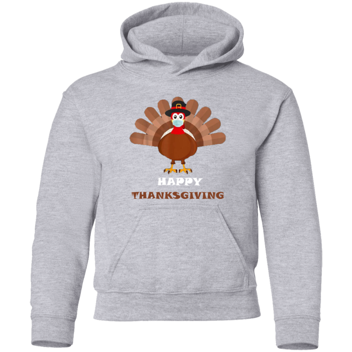 Happy Thanksgiving Masked Turkey Youth Pullover Hoodie - DNA Trends