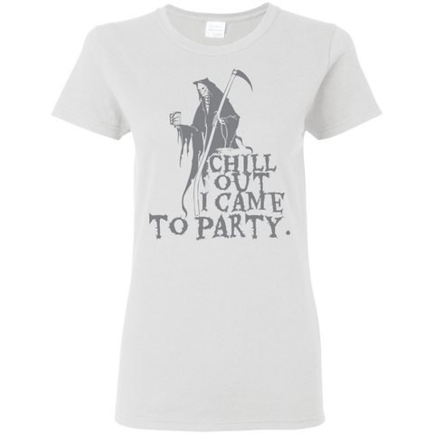 Image of Chill Out I Came To Party Grim Reaper T-Shirt Halloween Clothing (Women) - DNA Trends