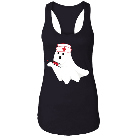 Image of Ghost Nurse Syringe Halloween Costume Ladies Ideal Racerback Tank - DNA Trends