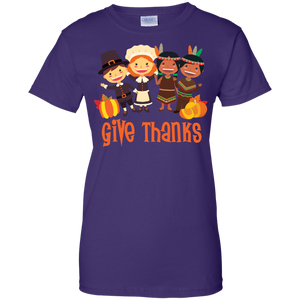 Give Thanks Cool Ladies' Thanksgiving 100% Cotton T-Shirt - Very Comfortable - DNA Trends