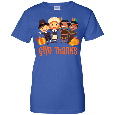 Image of Give Thanks Cool Ladies' Thanksgiving 100% Cotton T-Shirt - Very Comfortable - DNA Trends