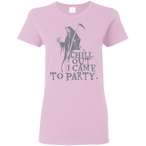 Image of Chill Out I Came To Party Grim Reaper T-Shirt Halloween Clothing (Women) - DNA Trends