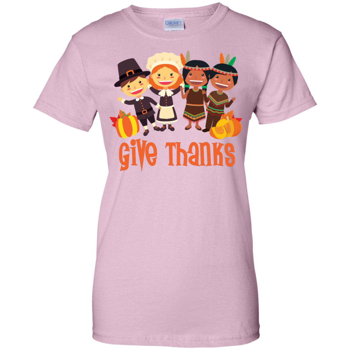 Give Thanks Cool Ladies' Thanksgiving 100% Cotton T-Shirt - Very Comfortable - DNA Trends