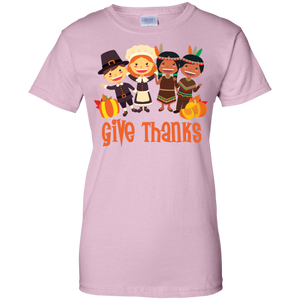 Give Thanks Cool Ladies' Thanksgiving 100% Cotton T-Shirt - Very Comfortable - DNA Trends