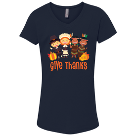 Cool Give Thanks Girls' Princess V-Neck T-Shirt - DNA Trends