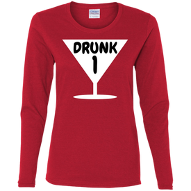 Funny Drunk 1, Thing 1, Thing 2 Halloween Costume Ladies' Cotton LS T-Shirt - DNA Trends
