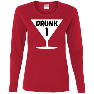 Funny Drunk 1, Thing 1, Thing 2 Halloween Costume Ladies' Cotton LS T-Shirt - DNA Trends