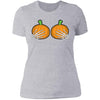 Halloween Pumpkin Skeletal Hands on Boobs Costume Ladies' T-Shirt ; Funny Art Halloween Boobs Active Photos