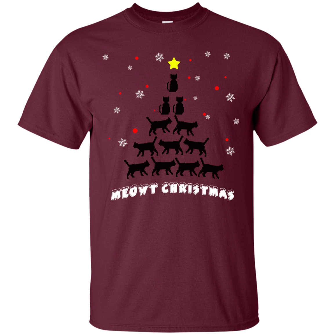 Stylish Meowy Christmas Cat Lovers Ultra Cotton Christmas T-Shirt - DNA Trends