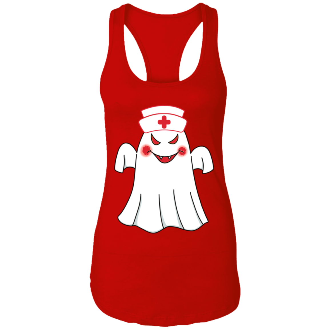 Ghost Nurse Halloween Costume Ladies Ideal Racerback Tank - DNA Trends