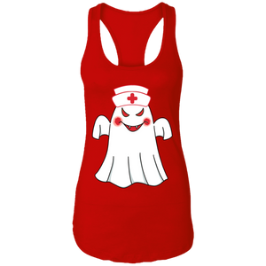 Ghost Nurse Halloween Costume Ladies Ideal Racerback Tank - DNA Trends