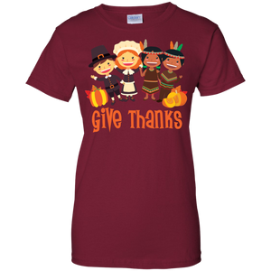Give Thanks Cool Ladies' Thanksgiving 100% Cotton T-Shirt - Very Comfortable - DNA Trends