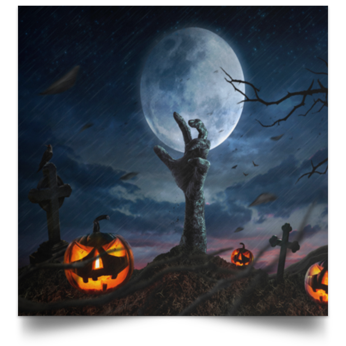 Spooky Graveyard Halloween Satin Square Poster - DNA Trends