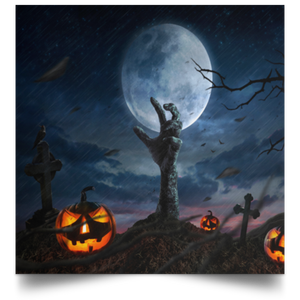 Spooky Graveyard Halloween Satin Square Poster - DNA Trends