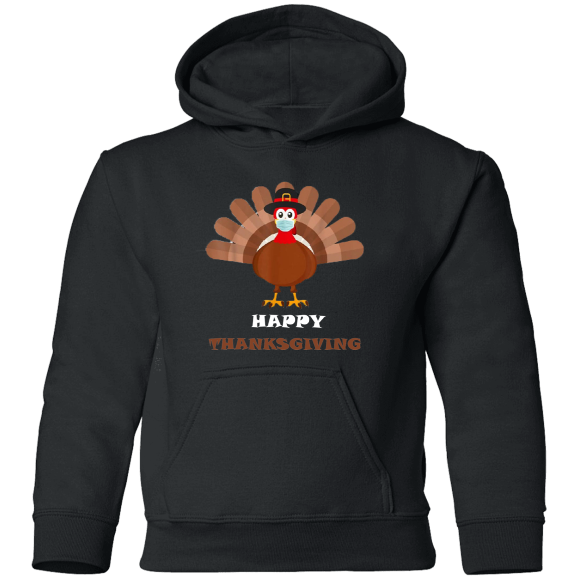 Happy Thanksgiving Masked Turkey Youth Pullover Hoodie - DNA Trends