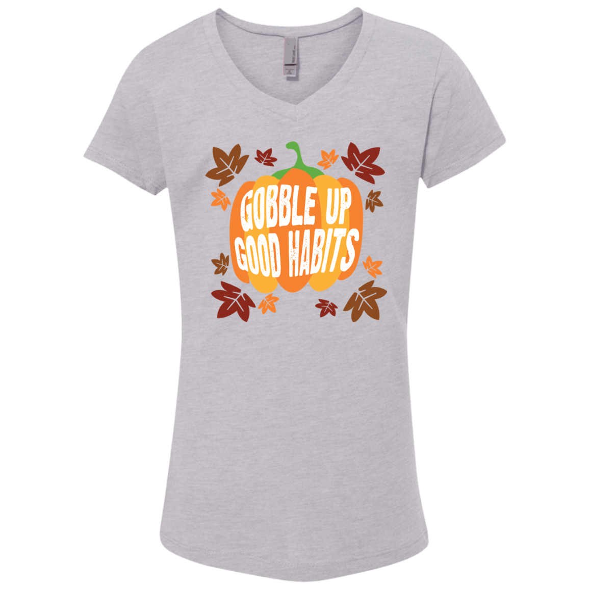 Gobble Up Good Habits Girls' Princess V-Neck T-Shirt - DNA Trends