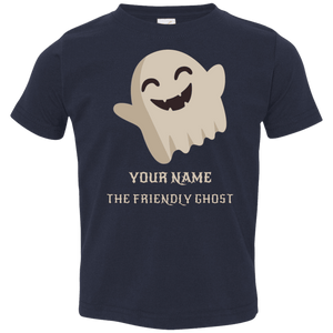 Personalised Friendly Ghost Halloween Costume Jersey T-Shirt(Toddler) - DNA Trends