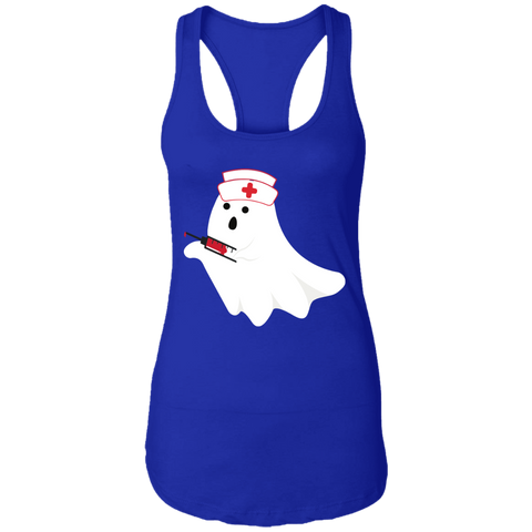 Image of Ghost Nurse Syringe Halloween Costume Ladies Ideal Racerback Tank - DNA Trends