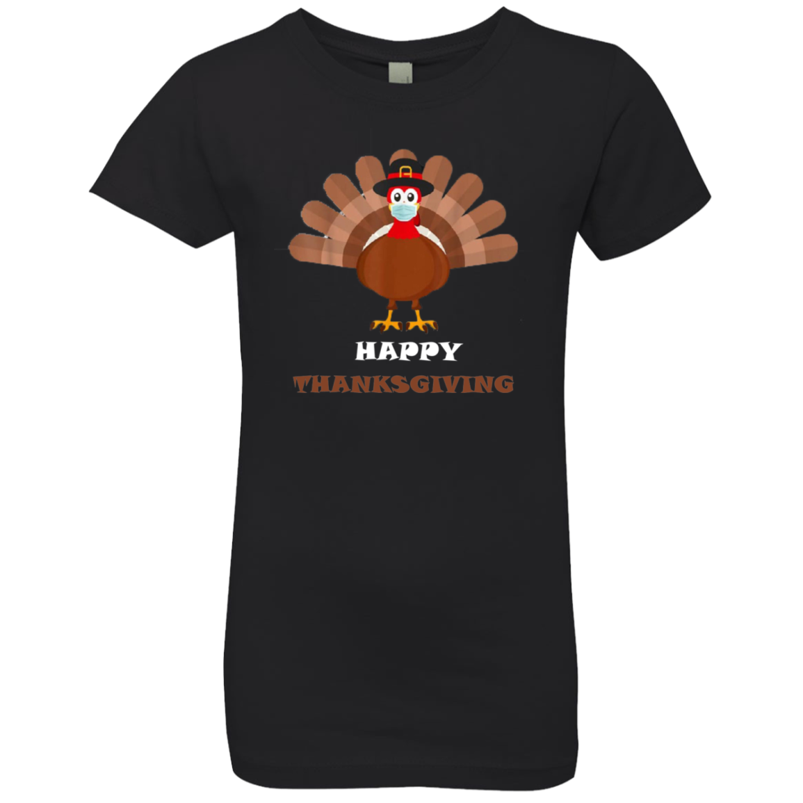 Happy Thanksgiving Masked Turkey Girls' T-Shirt - DNA Trends