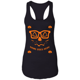 Personalized Creepy Nerd Pumpkin Halloween Costume  Ladies Ideal Racerback Tank - DNA Trends