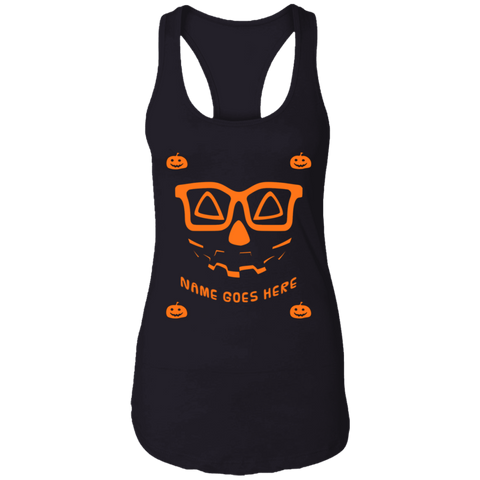 Image of Personalized Creepy Nerd Pumpkin Halloween Costume  Ladies Ideal Racerback Tank - DNA Trends