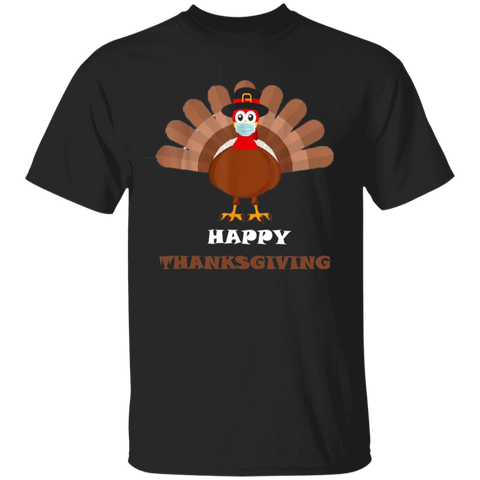 Image of Happy Thanksgiving Masked Turkey Youth T-Shirt - DNA Trends