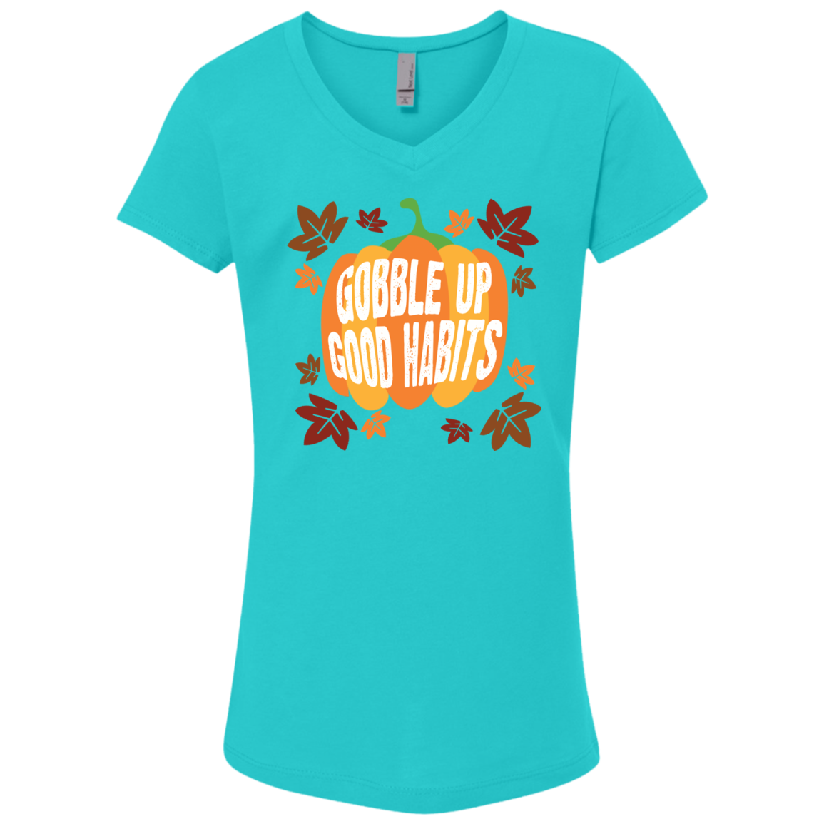 Gobble Up Good Habits Girls' Princess V-Neck T-Shirt - DNA Trends