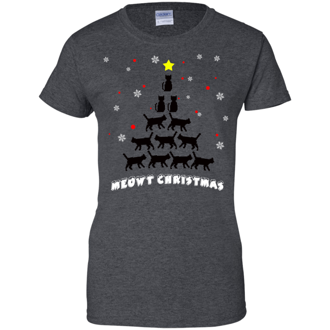 Meowy Christmas Cat Lover Ladies' 100% Cotton T-Shirt - DNA Trends