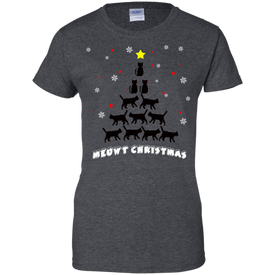 Meowy Christmas Cat Lover Ladies' 100% Cotton T-Shirt - DNA Trends