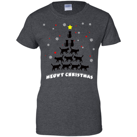 Image of Meowy Christmas Cat Lover Ladies' 100% Cotton T-Shirt - DNA Trends