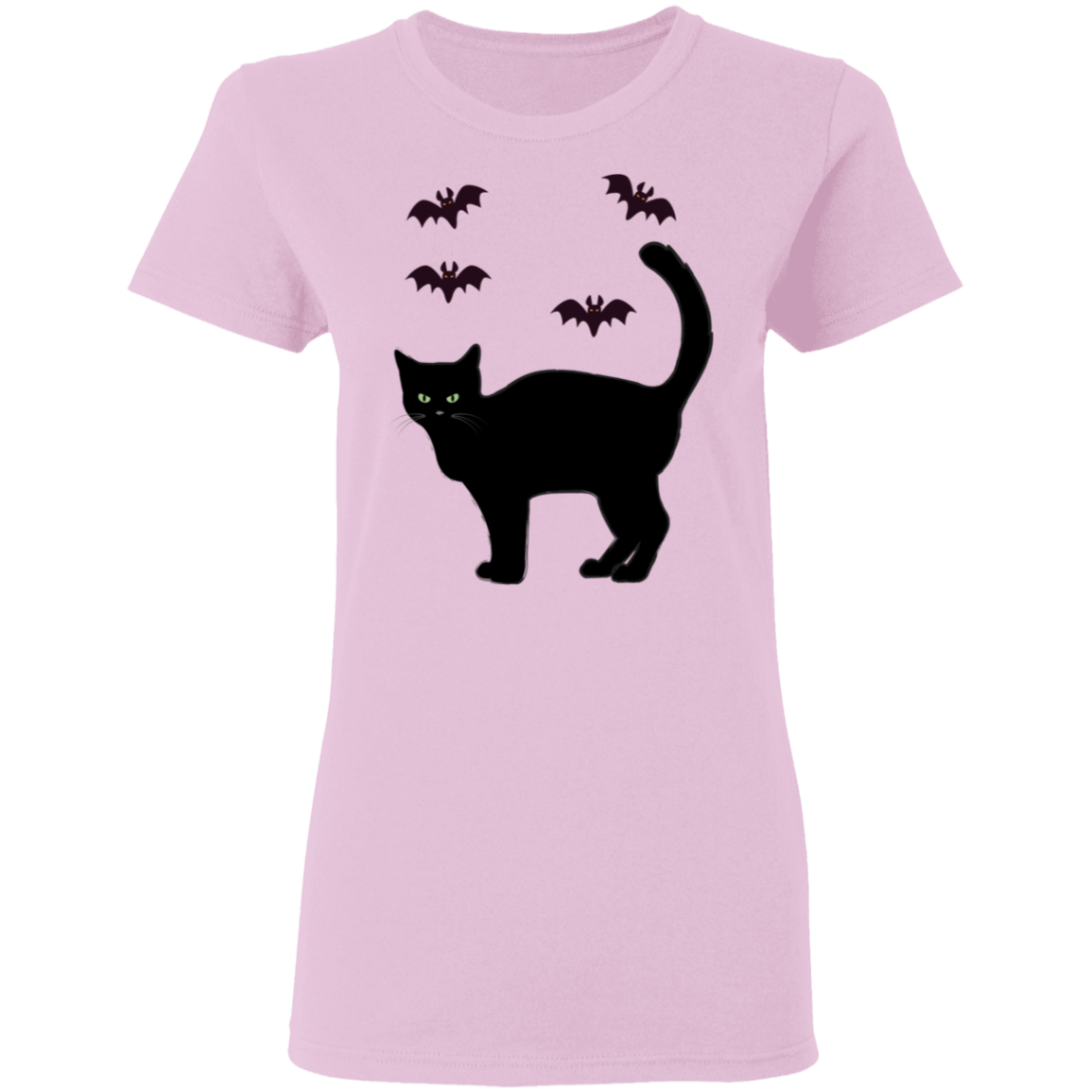 Spooky Cat and Bats Halloween Costume Ladies' T-Shirt - DNA Trends