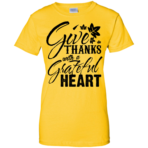 Image of Give Thanks with a Grateful Heart Ladies' 100% Cotton T-Shirt for This Thanksgiving - DNA Trends