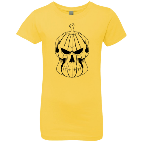 Image of Pumpkin Skull Halloween Costume  Girls' Princess T-Shirt - DNA Trends