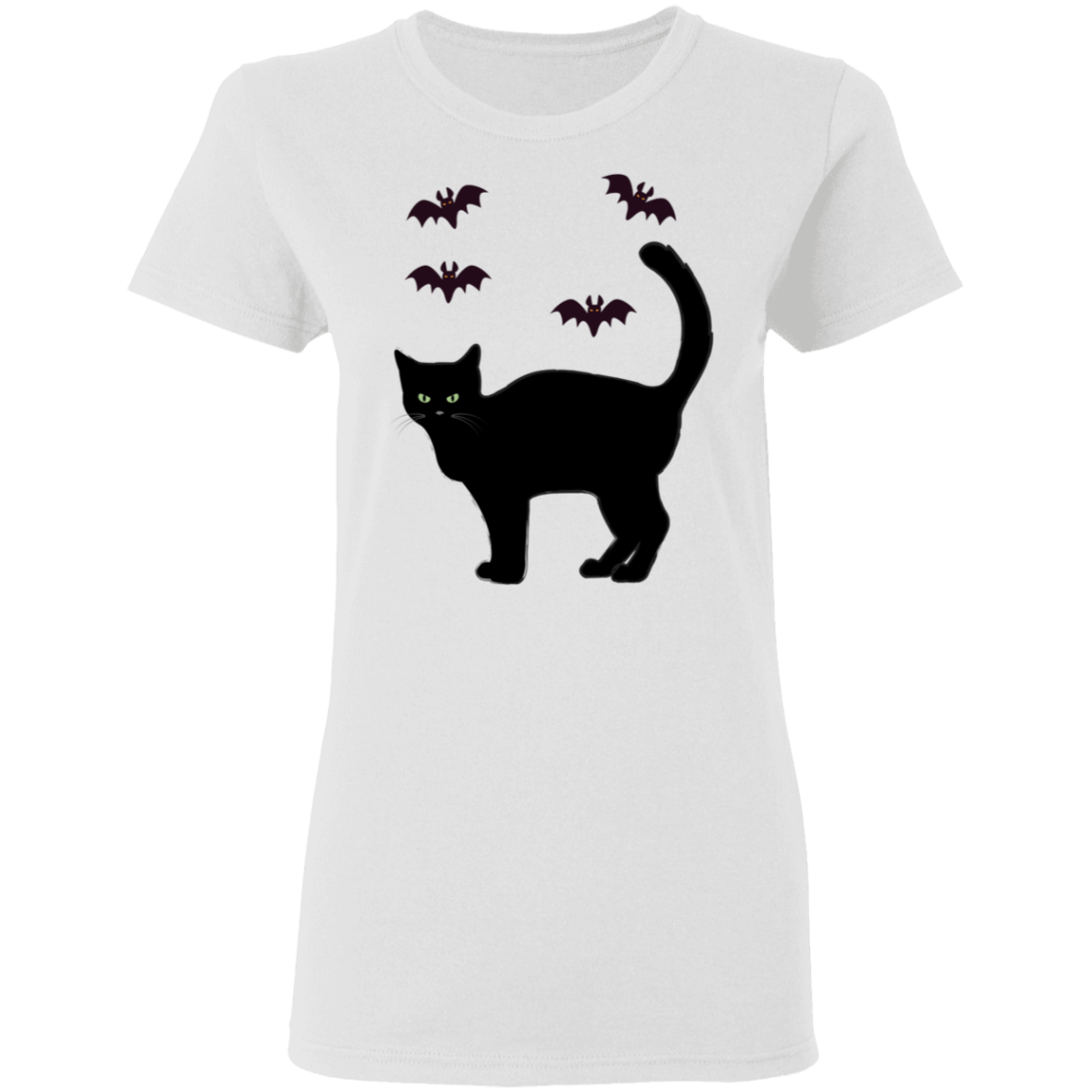 Spooky Cat and Bats Halloween Costume Ladies' T-Shirt - DNA Trends