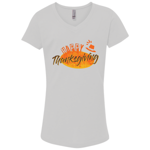 Cool Happy Thanksgiving Girls' Princess V-Neck T-Shirt - DNA Trends