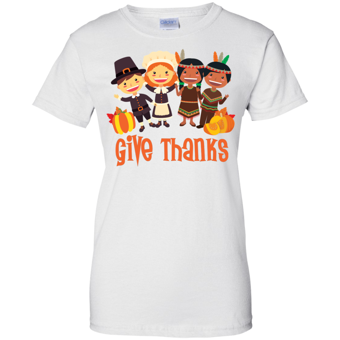 Give Thanks Cool Ladies' Thanksgiving 100% Cotton T-Shirt - Very Comfortable - DNA Trends