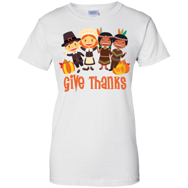 Give Thanks Cool Ladies' Thanksgiving 100% Cotton T-Shirt - Very Comfortable - DNA Trends