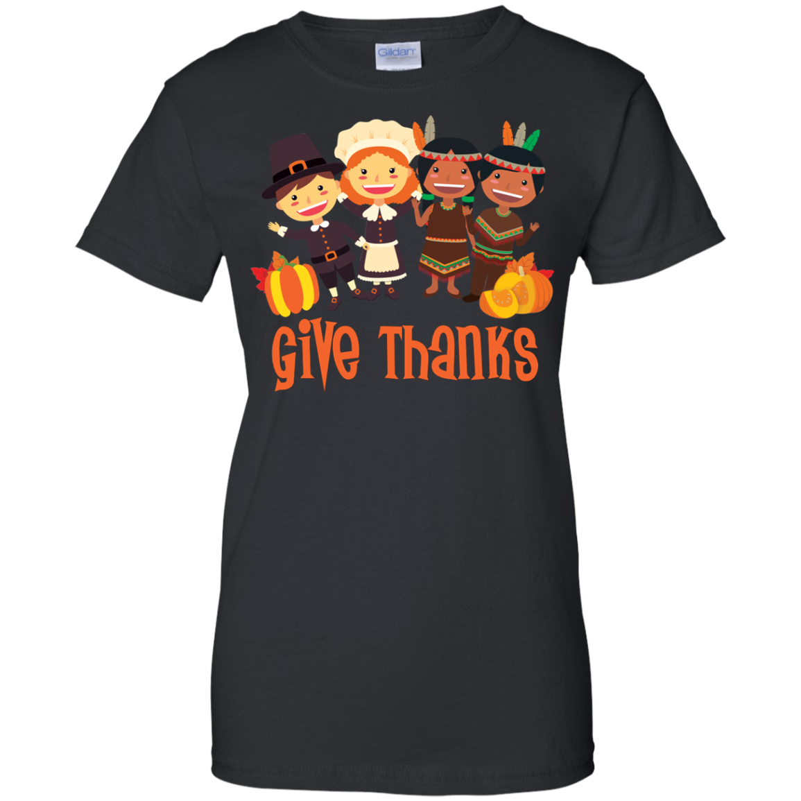Give Thanks Cool Ladies' Thanksgiving 100% Cotton T-Shirt - Very Comfortable - DNA Trends