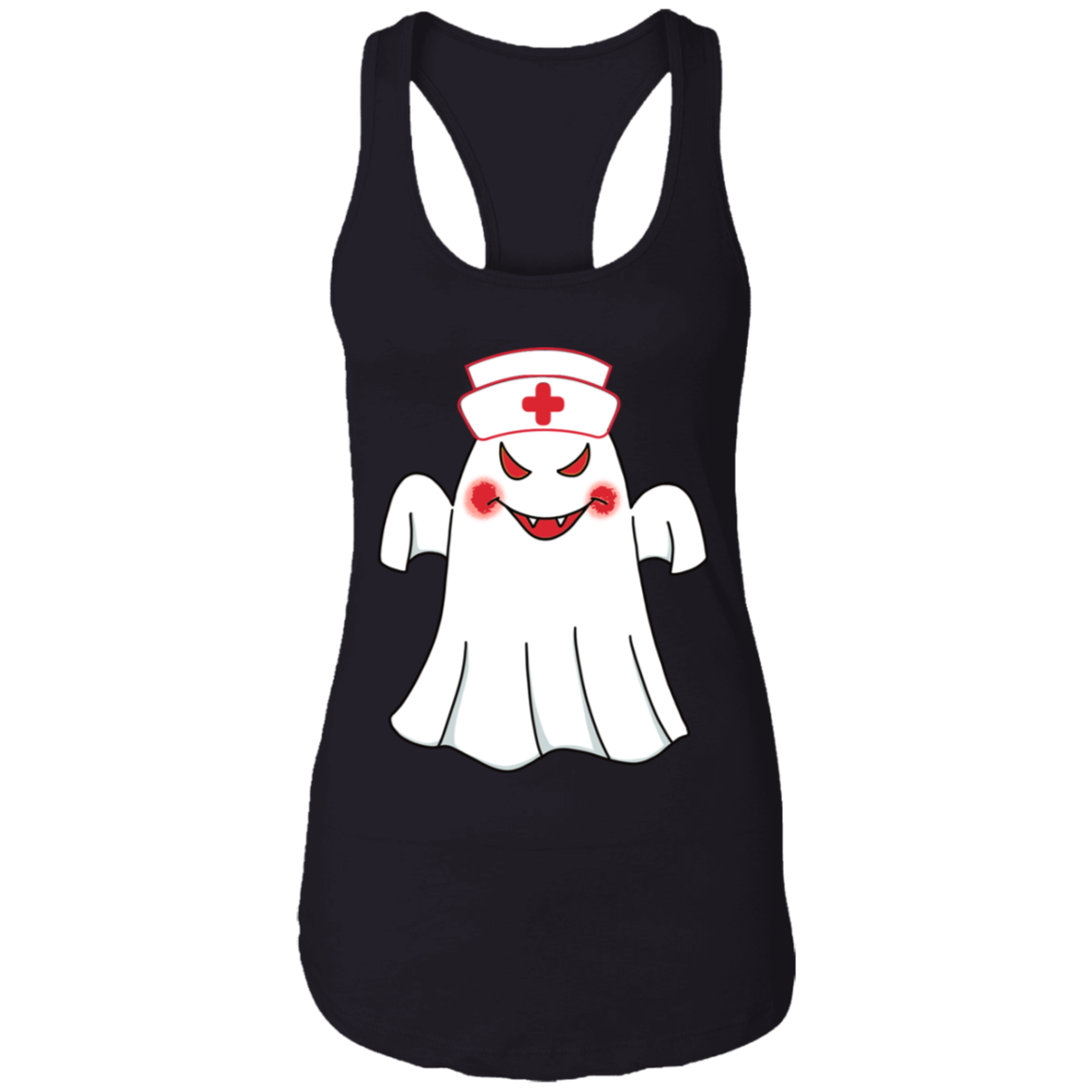 Ghost Nurse Halloween Costume Ladies Ideal Racerback Tank - DNA Trends