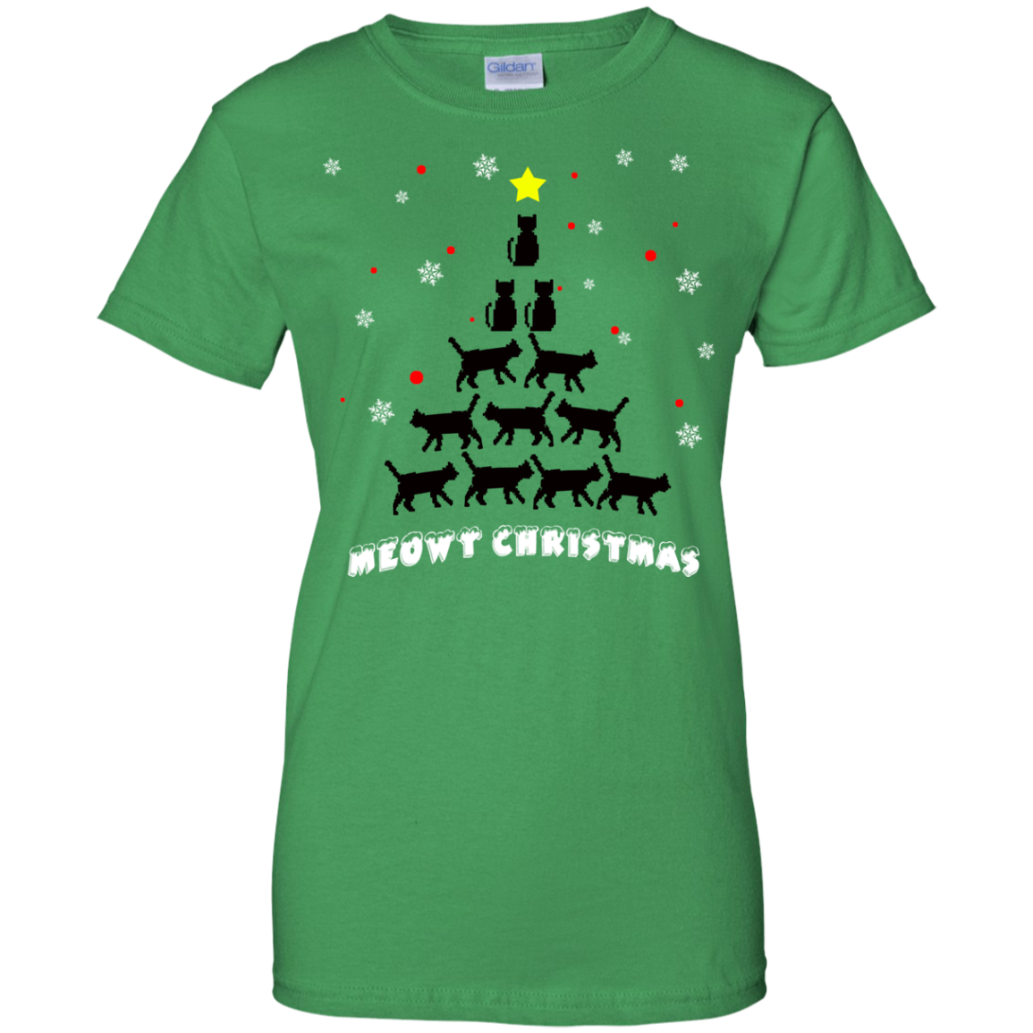 Meowy Christmas Cat Lover Ladies' 100% Cotton T-Shirt - DNA Trends