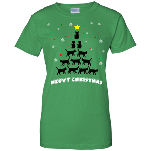 Meowy Christmas Cat Lover Ladies' 100% Cotton T-Shirt - DNA Trends