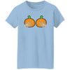 Halloween Pumpkin Skeletal Hands on Boobs Costume Ladies' T-Shirt ; Funny Art Halloween Boobs Active Photos