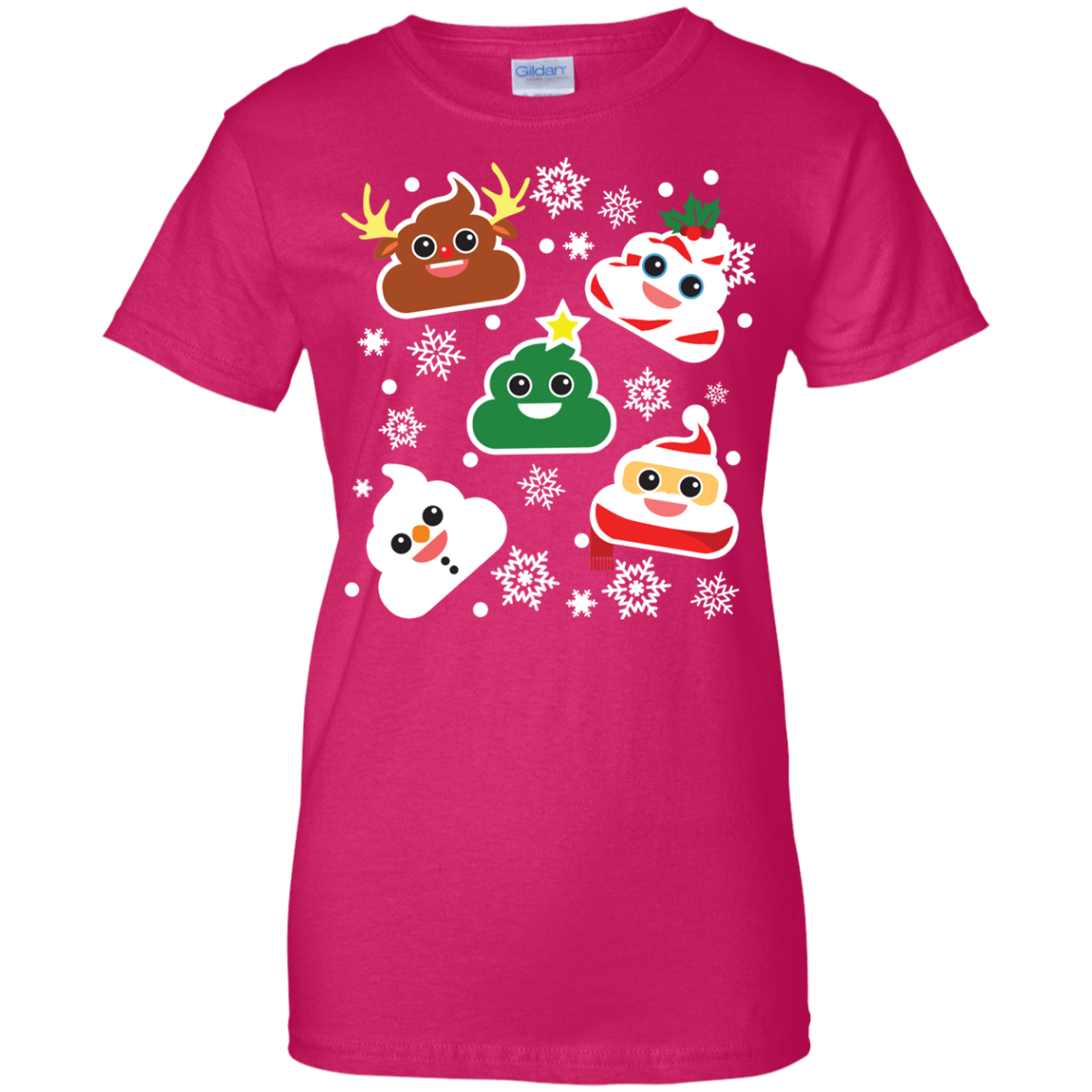 Funny Smiling Poop Ladies' 100% Cotton T-Shirt - Christmas Collection - DNA Trends